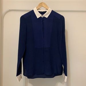 💙 Zara Blouse, 100% Silk
